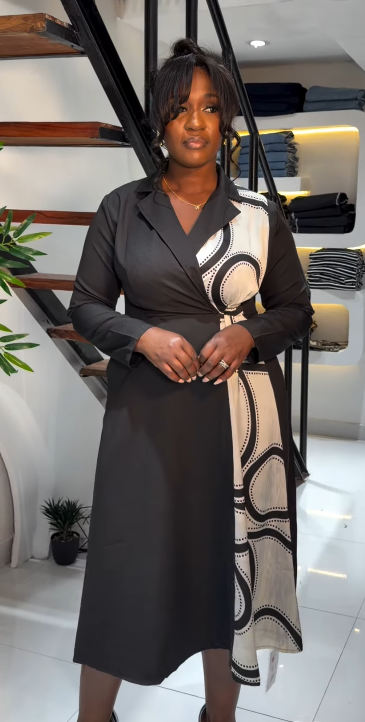 Black and White Long Sleeve Dress